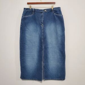 Vintage Y2K Denim Maxi Skirt LA Blues Size 20 W Low Rise 90s Coquette Classic